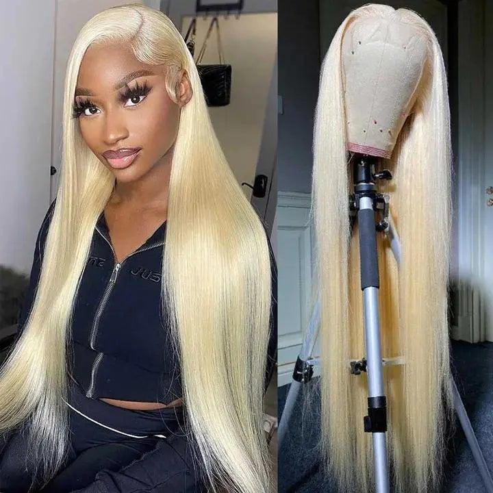 613 Blonde and Neon Red Straight and Body Wave HD Transparent 13x6 Lace Front Human Hair Wigs for Women Glueless Brazilian Lace Frontal PrePlucked Wig