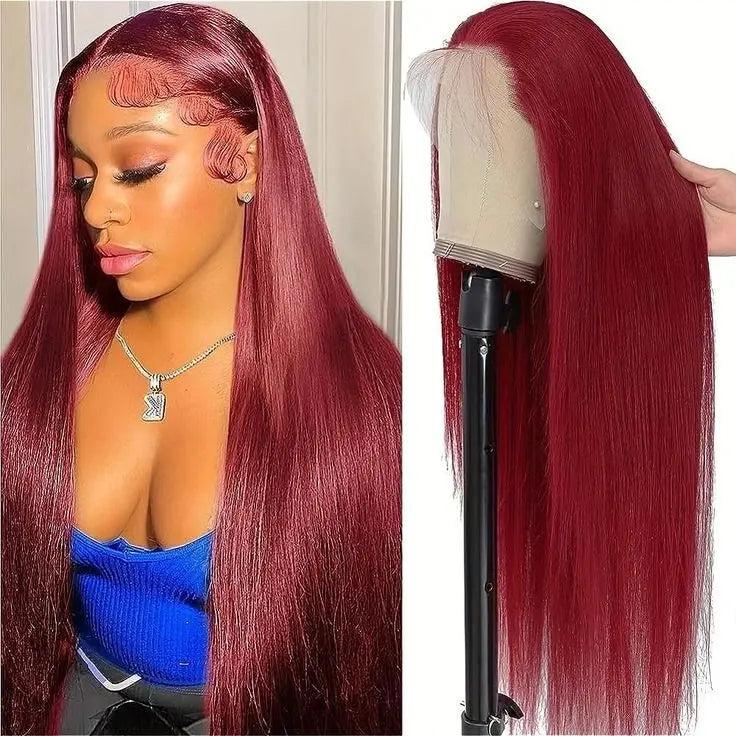 Tuneful HD Transparent 13x6 Lace Front Hair Wigs P4/27 Highlight Raw Brazilian Body Wave Pre Plucked Human Hair Wig 180 Density 99j Lace Frontal Wigs For Women