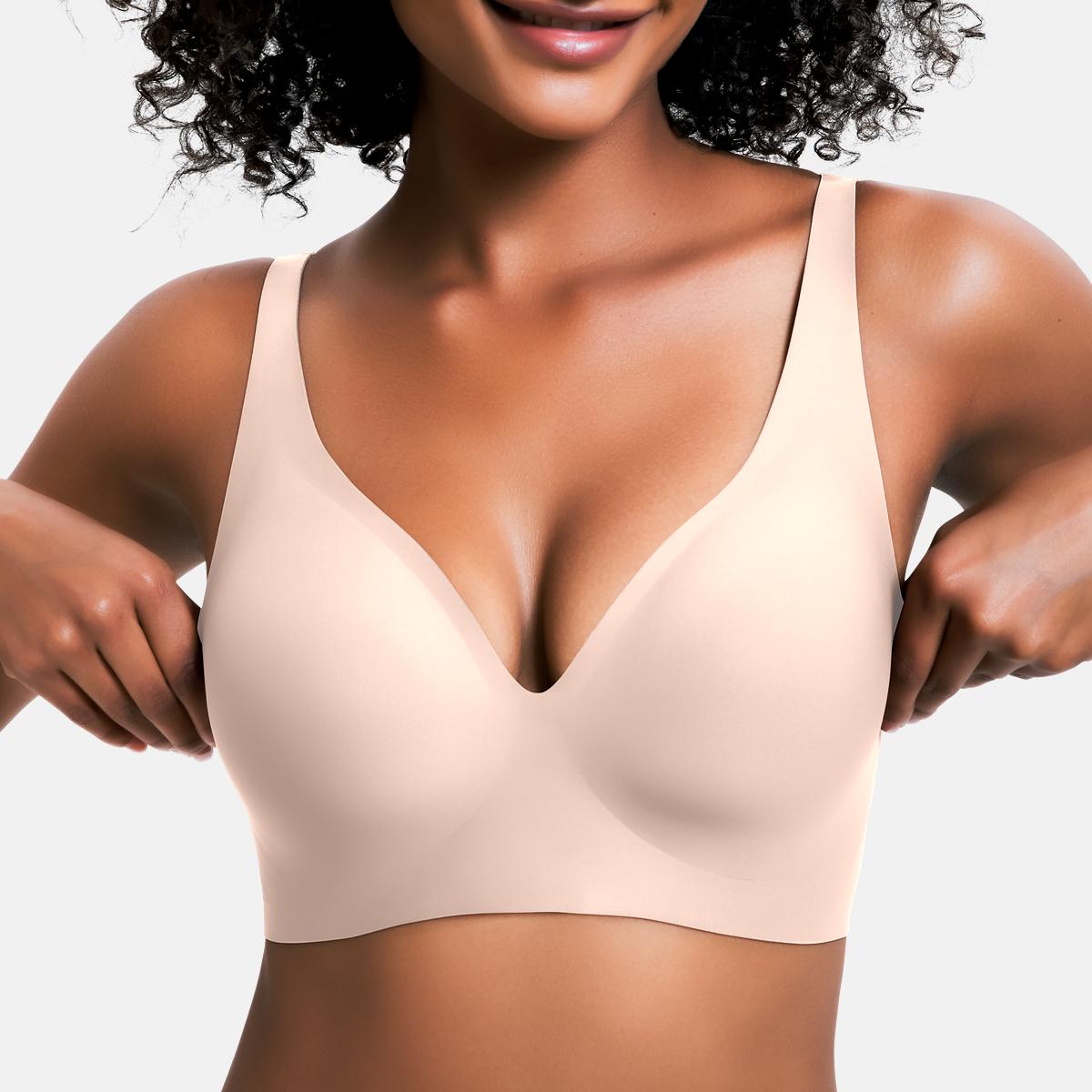 Jelly Wireless Womens Comfortable Wireless Bras Push Up Bralettes Seamless Tshirts Bras Deep V Everyday Bras 2025