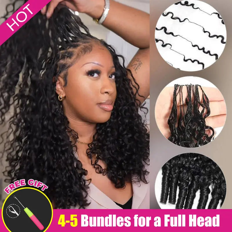 HAIR Crochet Hair Human Hair Extensions Miracle Knots Pre-Separated 50g/Pack (32-38 Strands Per Pack）– Knotless Boho Braids, 4-5 Packs for Full Head, Multiple Curly & Wave Textures Protective Hairstyles For Black Women#greenish#TikTokShopSpringGlowUp