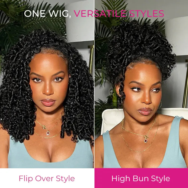 HAIR 250% Kinky Curly Wear Go Half Wig Invisible Hairline 150% & 180% Glueless Human Hair Wigs With Draw-strings No Lace Seamless Flip Over Wig Updo Down Style 10 Seconds Flip-over Wig Beginner-friendly#greenish#TikTokShopSpringGlowUp