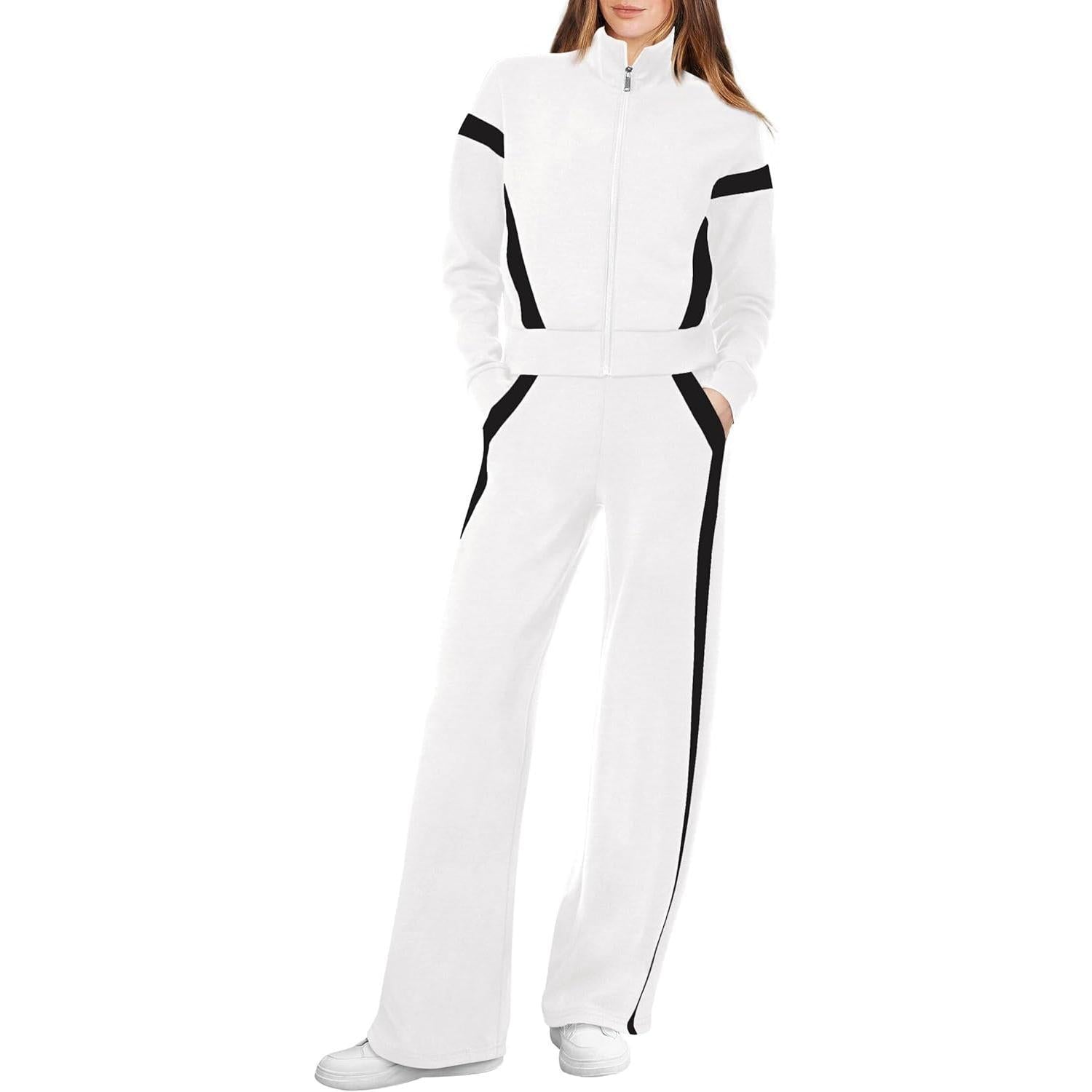 WIHOLL Lounge Sets for Women 2025 Sweatsuit 2 Piece Outfits Sweatshirt Wide Leg Sweatpant Tracksuit Matching Set 2025