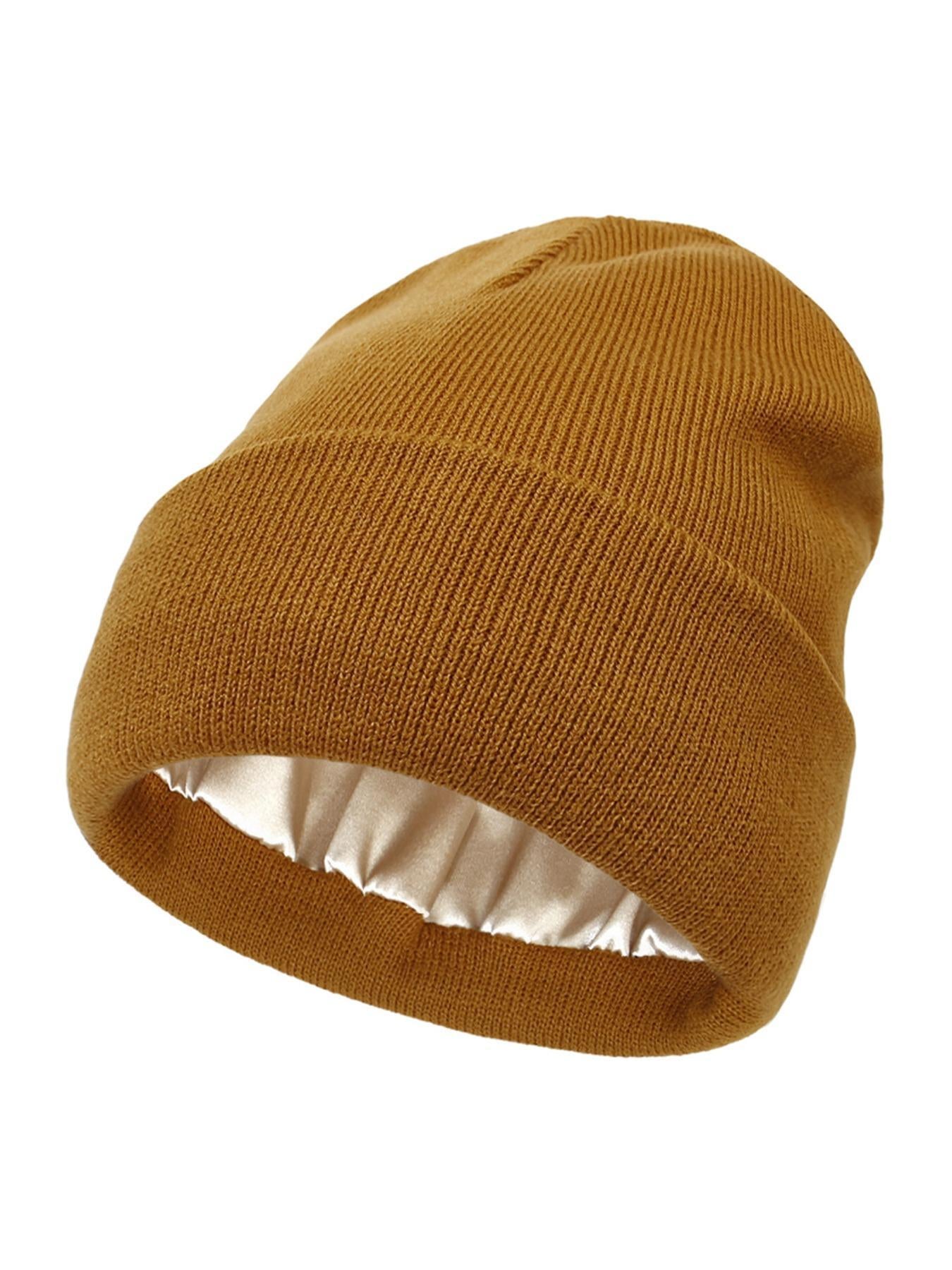 Cozy Solid Color Satin Lining Bonnet Hats, Hat for Men & Women, Bonnet Hats Suitable for Fall Streetwear Fall Clothing, Outdoor Sports, Skiing, Back To School, Fall Outfits, Fall Freshness, Coolfashionguy 70s，2015 Hats