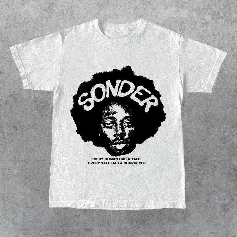 T - shirt with a Thought - provoking Concept: "Sonder" Design Celebrating Human Stories Menswear Top