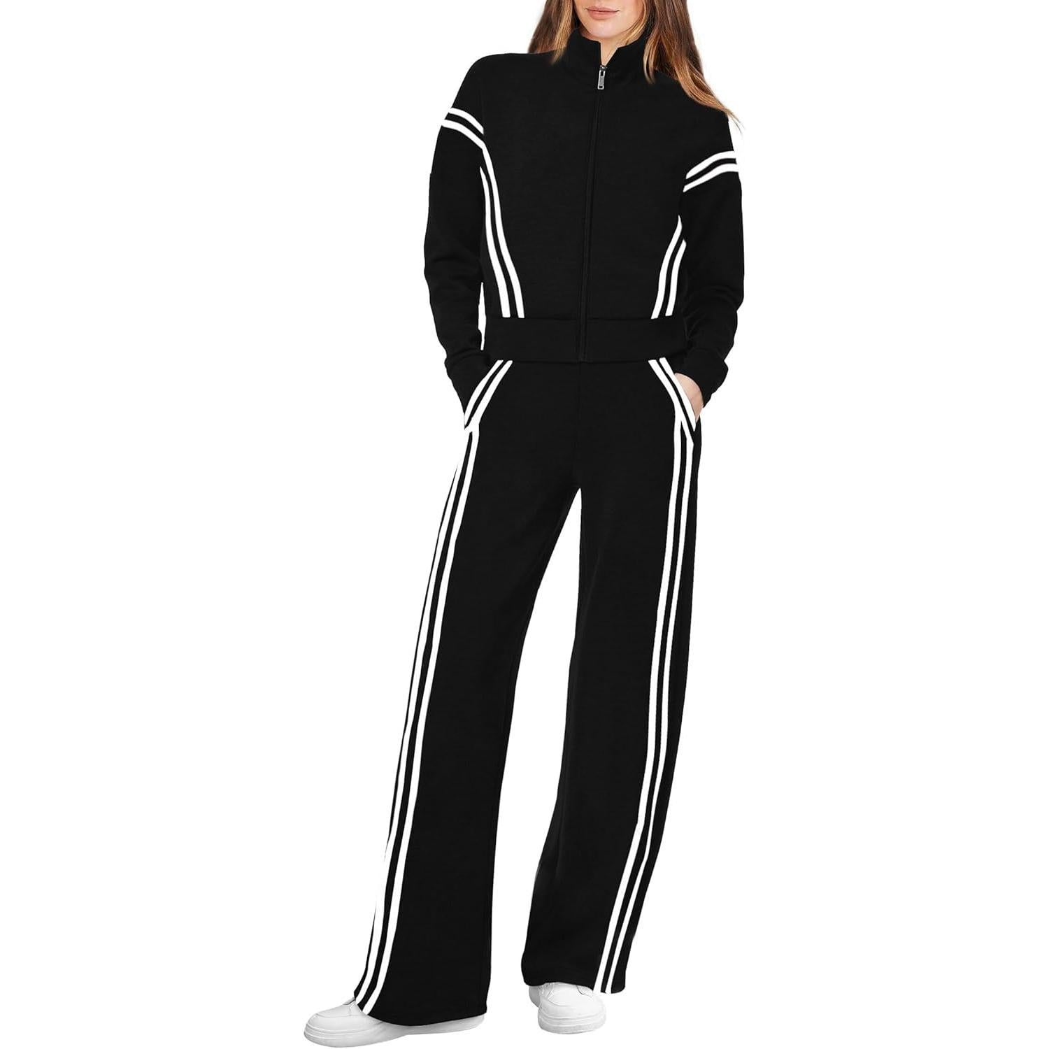 WIHOLL Lounge Sets for Women 2025 Sweatsuit 2 Piece Outfits Sweatshirt Wide Leg Sweatpant Tracksuit Matching Set 2025