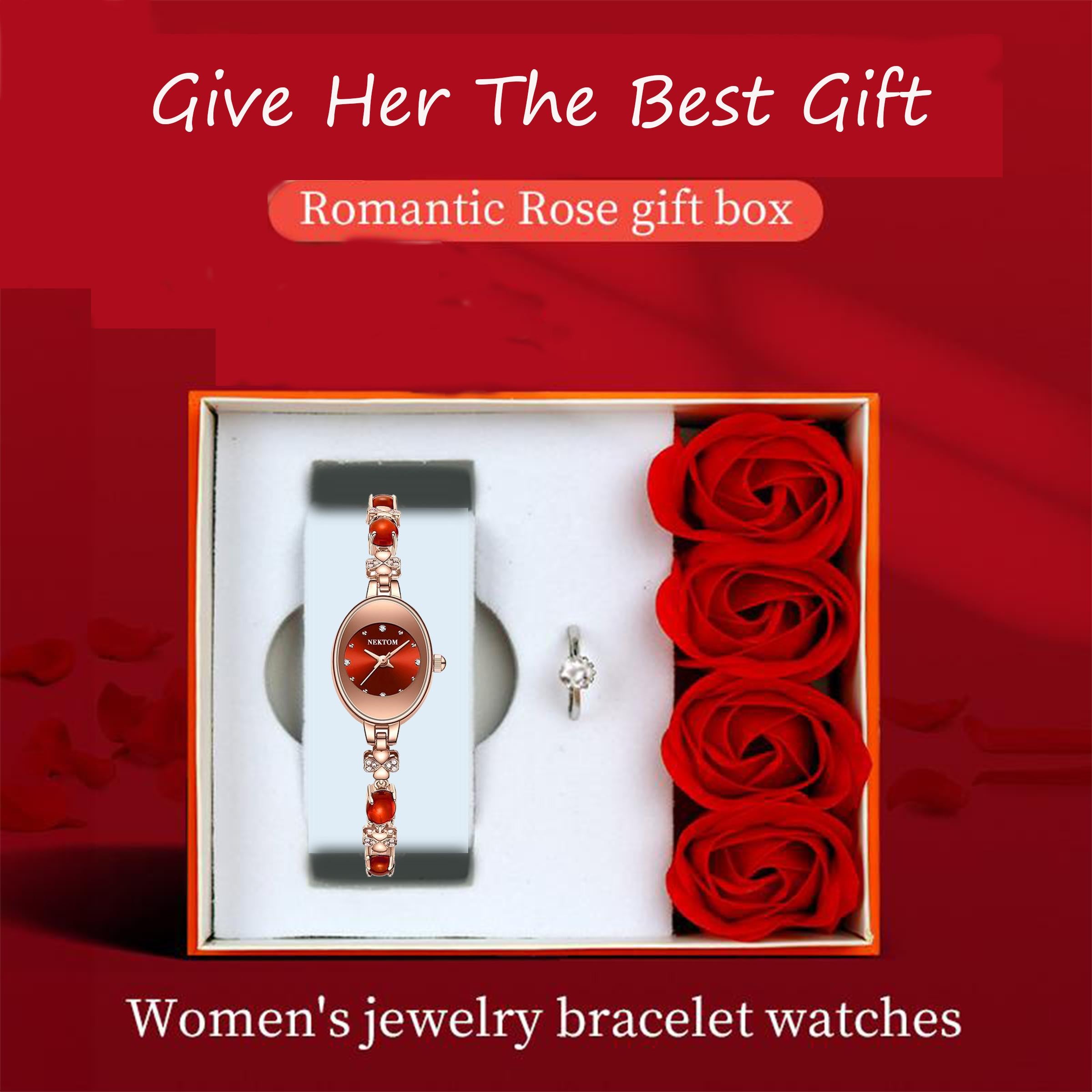 Elegant Women's Jewelry Bracelet Watch - Stylish Design with Elegant Rose Gift Box for a Romantic Gift,For Girlfrend Gift,For Wife Gift,Gemstone Watches 2025