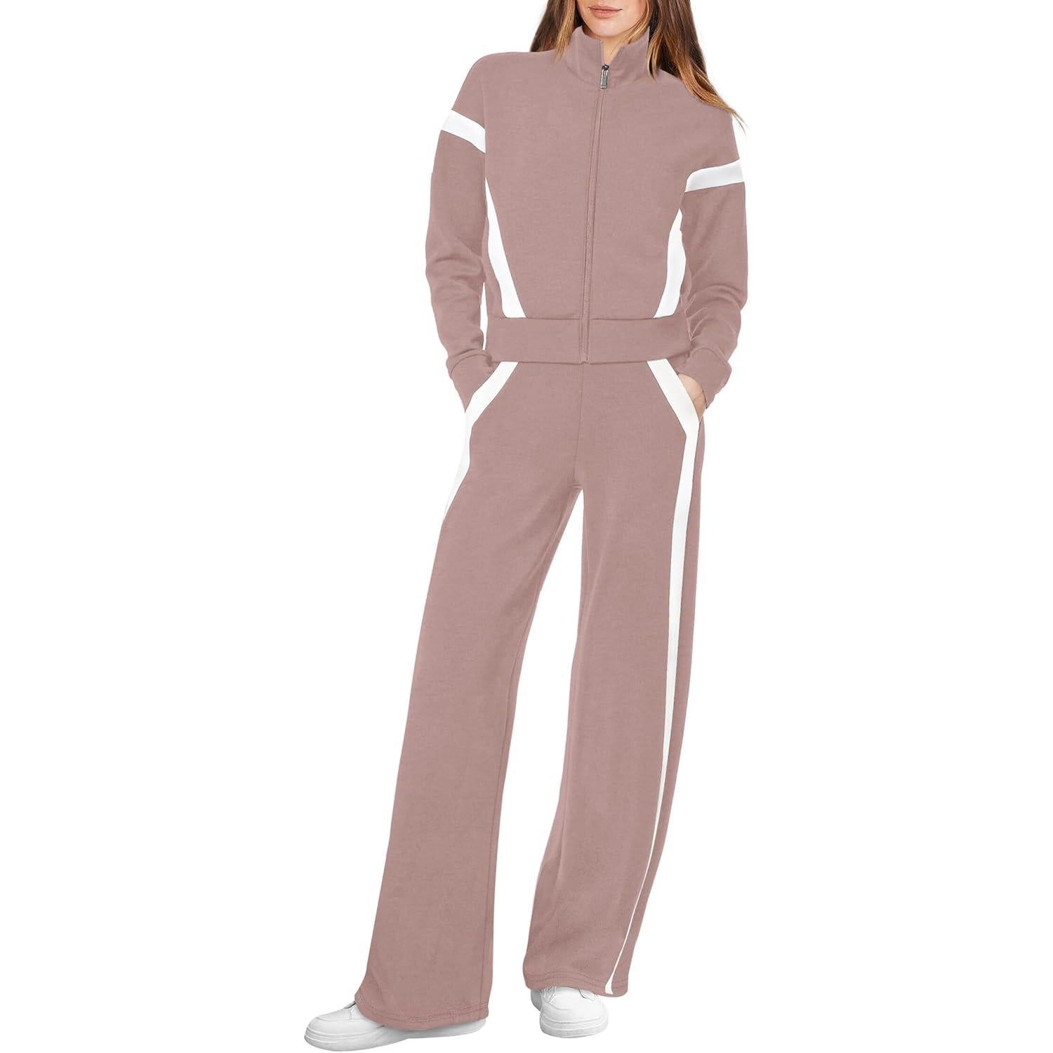 WIHOLL Lounge Sets for Women 2025 Sweatsuit 2 Piece Outfits Sweatshirt Wide Leg Sweatpant Tracksuit Matching Set 2025
