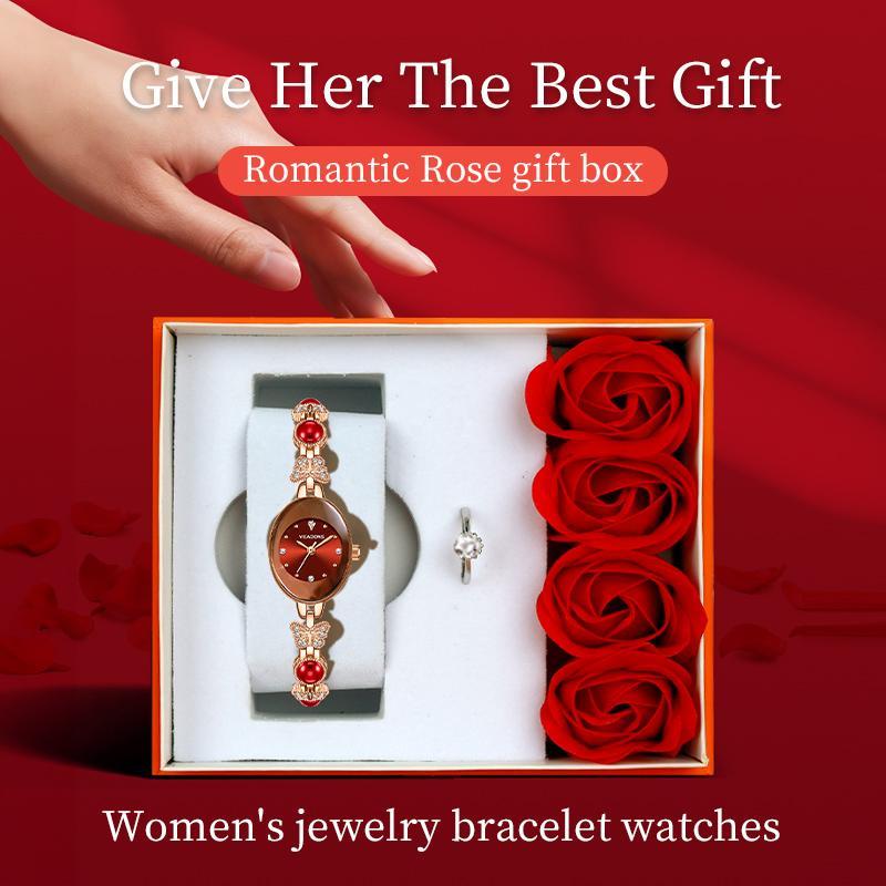 Elegant Women's Jewelry Bracelet Watch - Stylish Design with Elegant Rose Gift Box for a Romantic Gift,For Girlfrend Gift,For Wife Gift,Gemstone Watches 2025