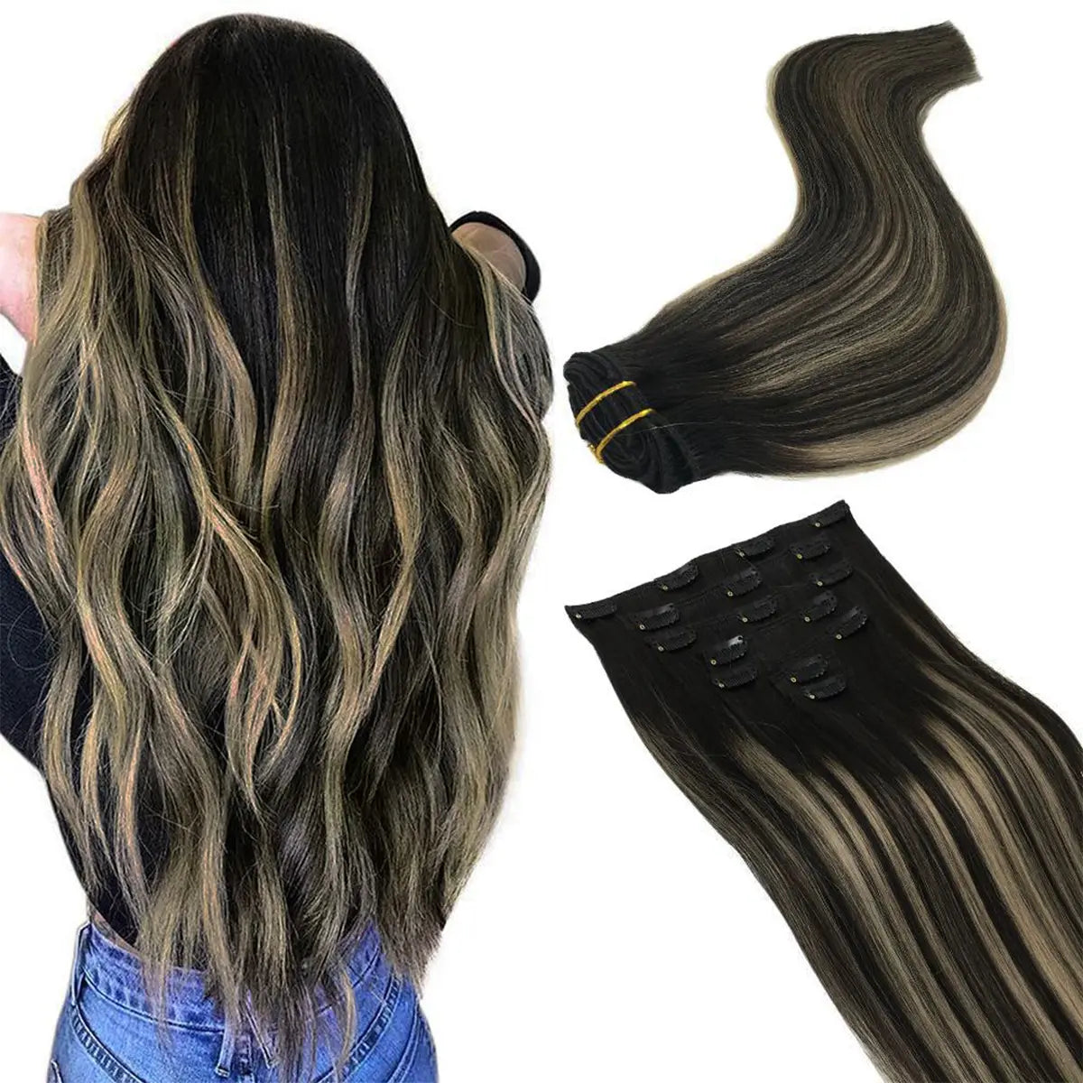 Hair Extensions Clip in Human Hair Natural Straight Remy Hair Easy To Style Soft Clip ins for Women
