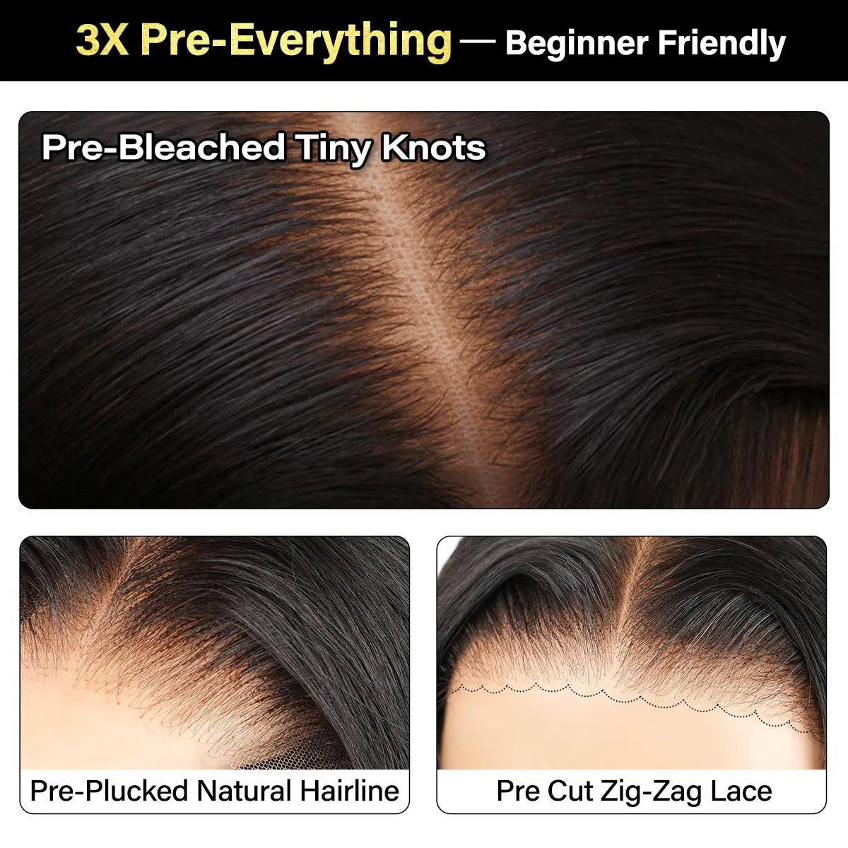 [Free Upgraded]  HAIR Wear And Go Glueless Wigs Pre Cut 7x5 HD Straight Lace Human Hair Wigs Pre Bleached Tiny Knots Beginner Friendly #TikTokShopBlackFriday