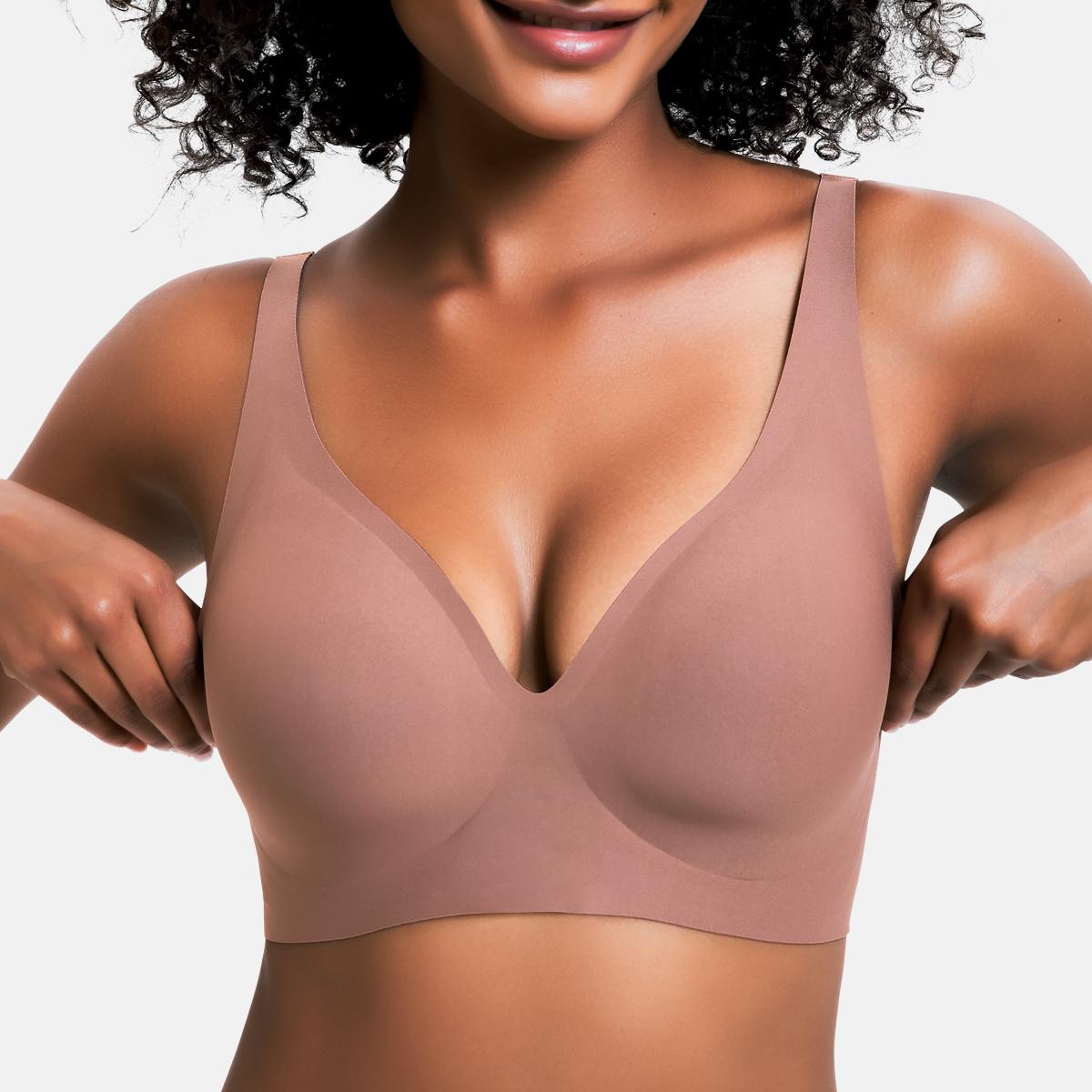 Jelly Wireless Womens Comfortable Wireless Bras Push Up Bralettes Seamless Tshirts Bras Deep V Everyday Bras 2025