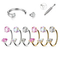18G Titanium Internally Threaded Nose Ring - Hypoallergenic Horseshoe Hoop with CZ Gem 8mmfor Septum/Nostril Piercing