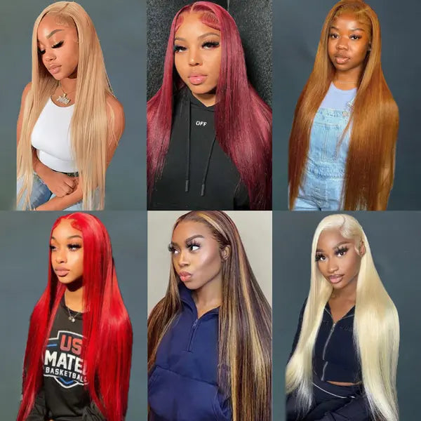 613 Blonde and Neon Red Straight and Body Wave HD Transparent 13x6 Lace Front Human Hair Wigs for Women Glueless Brazilian Lace Frontal PrePlucked Wig