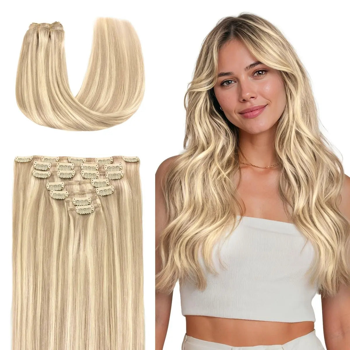 Hair Extensions Clip in Human Hair Natural Straight Remy Hair Easy To Style Soft Clip ins for Women