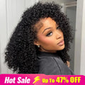 HAIR 250% Kinky Curly Wear Go Half Wig Invisible Hairline 150% & 180% Glueless Human Hair Wigs With Draw-strings No Lace Seamless Flip Over Wig Updo Down Style 10 Seconds Flip-over Wig Beginner-friendly#greenish#TikTokShopSpringGlowUp