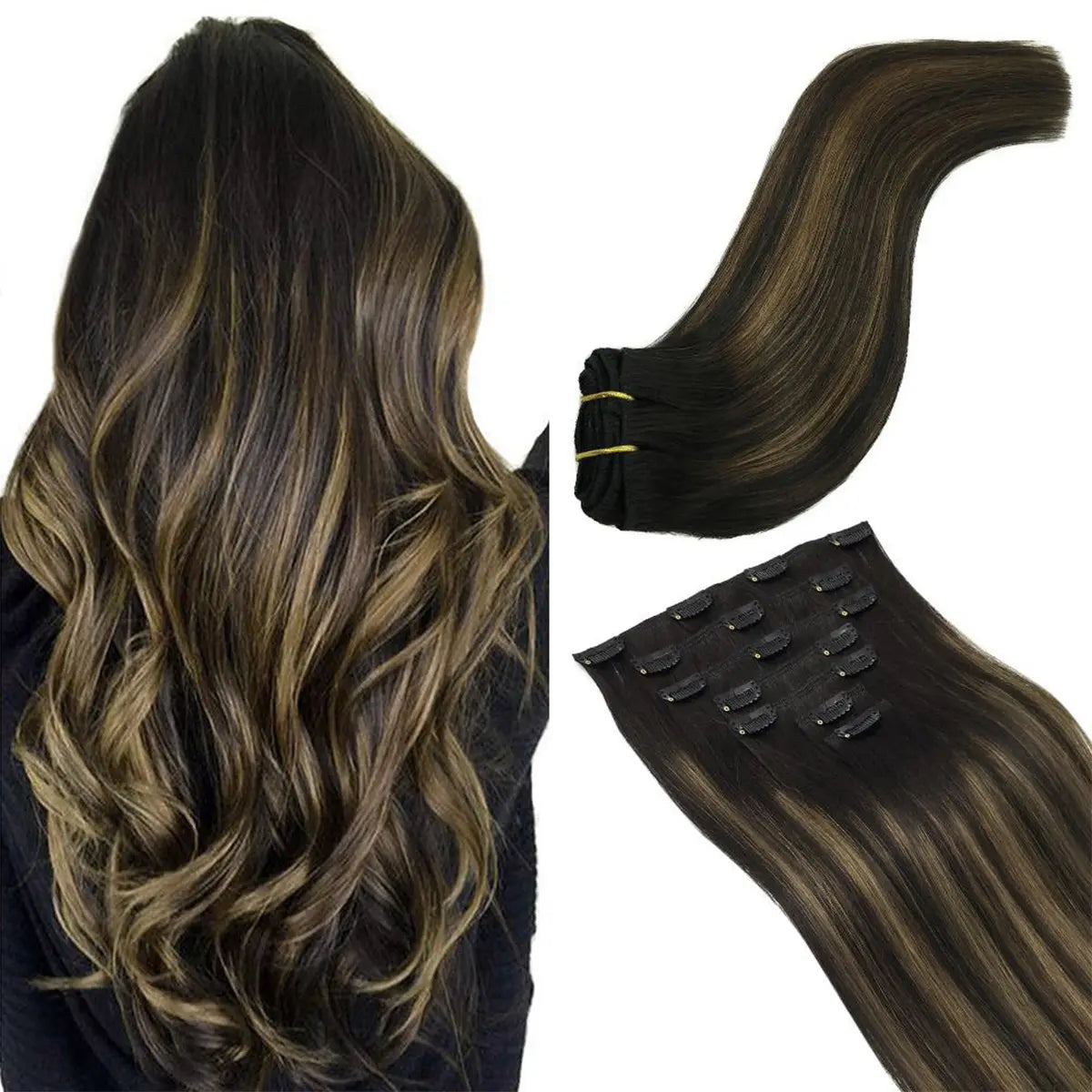 Hair Extensions Clip in Human Hair Natural Straight Remy Hair Easy To Style Soft Clip ins for Women