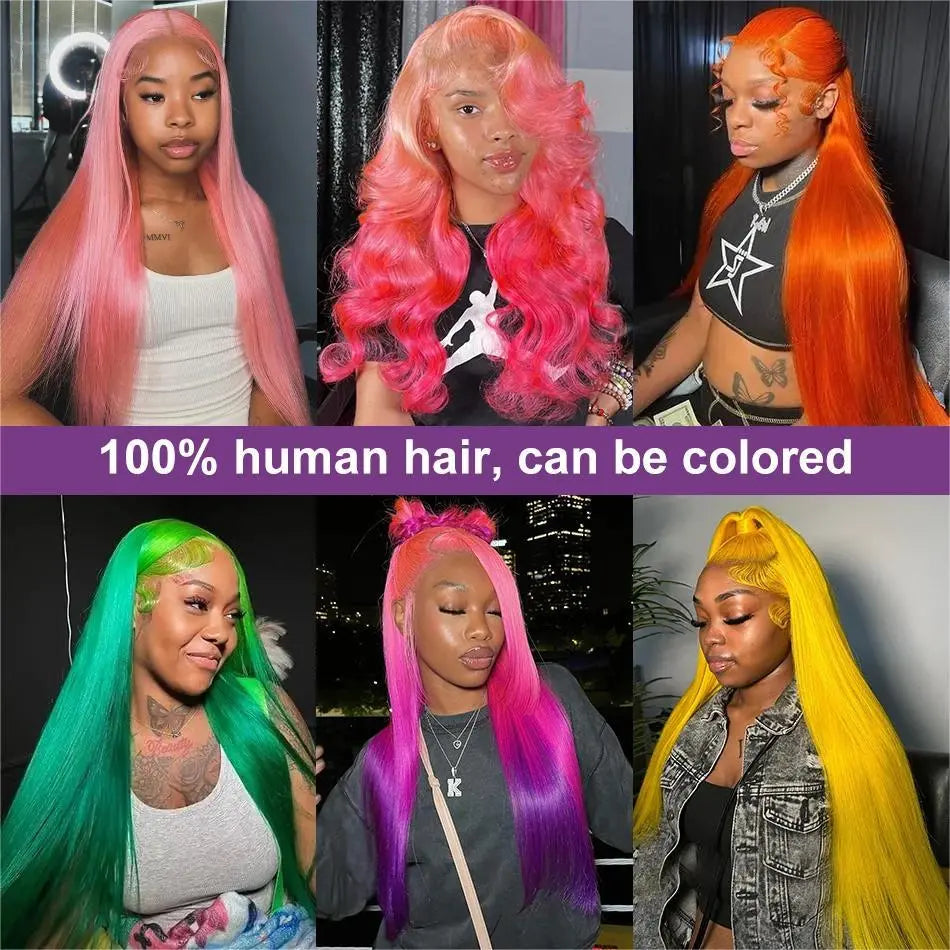 613 Blonde and Neon Red Straight and Body Wave HD Transparent 13x6 Lace Front Human Hair Wigs for Women Glueless Brazilian Lace Frontal PrePlucked Wig