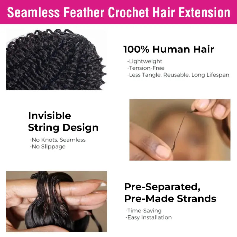 HAIR Crochet Hair Human Hair Extensions Miracle Knots Pre-Separated 50g/Pack (32-38 Strands Per Pack）– Knotless Boho Braids, 4-5 Packs for Full Head, Multiple Curly & Wave Textures Protective Hairstyles For Black Women#greenish#TikTokShopSpringGlowUp