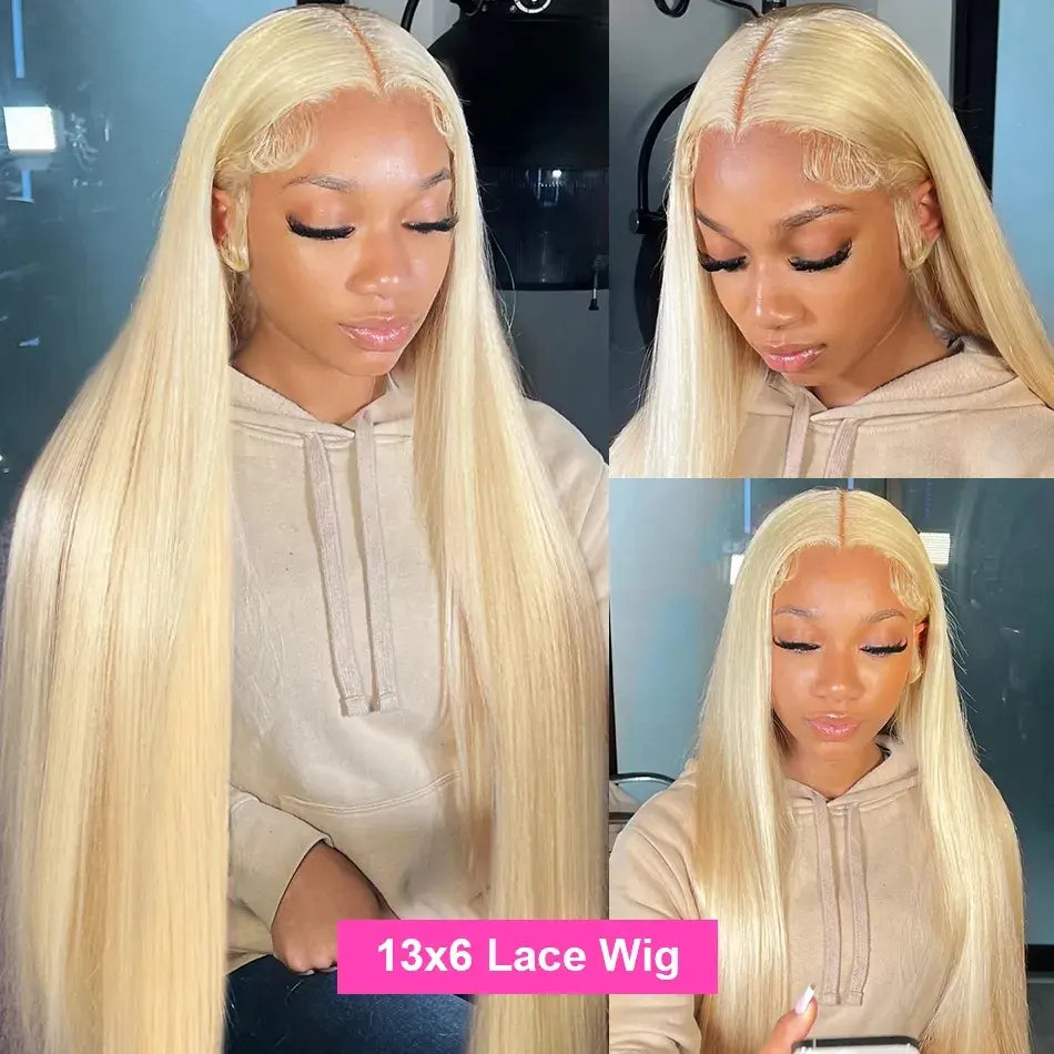 613 Blonde and Neon Red Straight and Body Wave HD Transparent 13x6 Lace Front Human Hair Wigs for Women Glueless Brazilian Lace Frontal PrePlucked Wig
