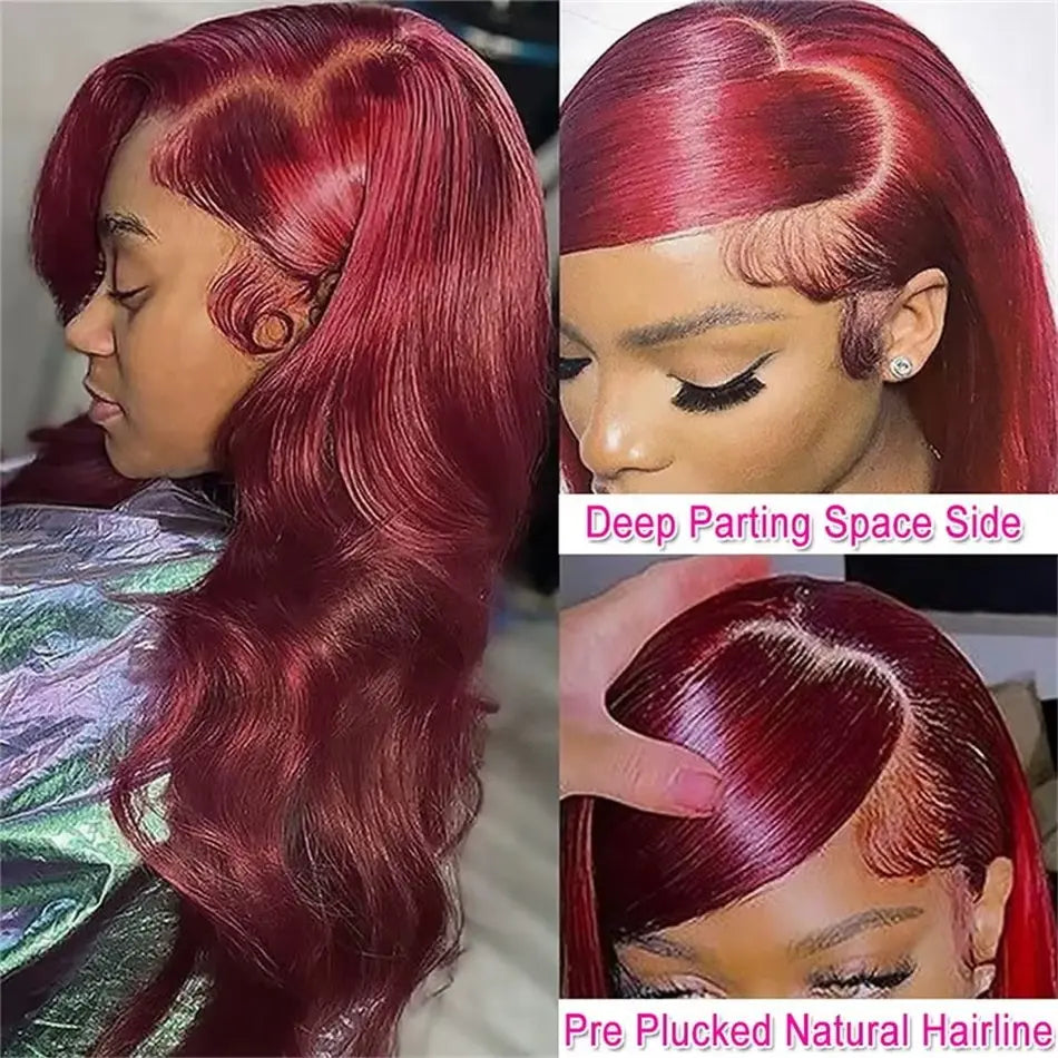 Tuneful HD Transparent 13x6 Lace Front Hair Wigs P4/27 Highlight Raw Brazilian Body Wave Pre Plucked Human Hair Wig 180 Density 99j Lace Frontal Wigs For Women