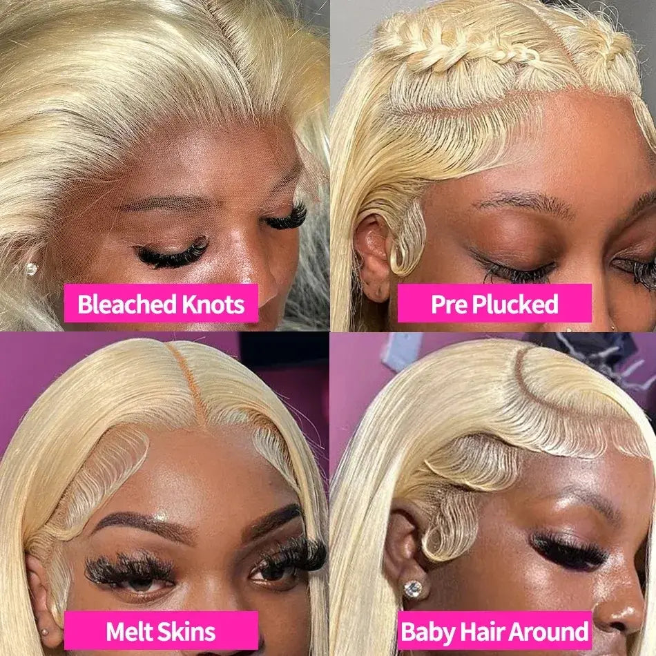 613 Blonde and Neon Red Straight and Body Wave HD Transparent 13x6 Lace Front Human Hair Wigs for Women Glueless Brazilian Lace Frontal PrePlucked Wig