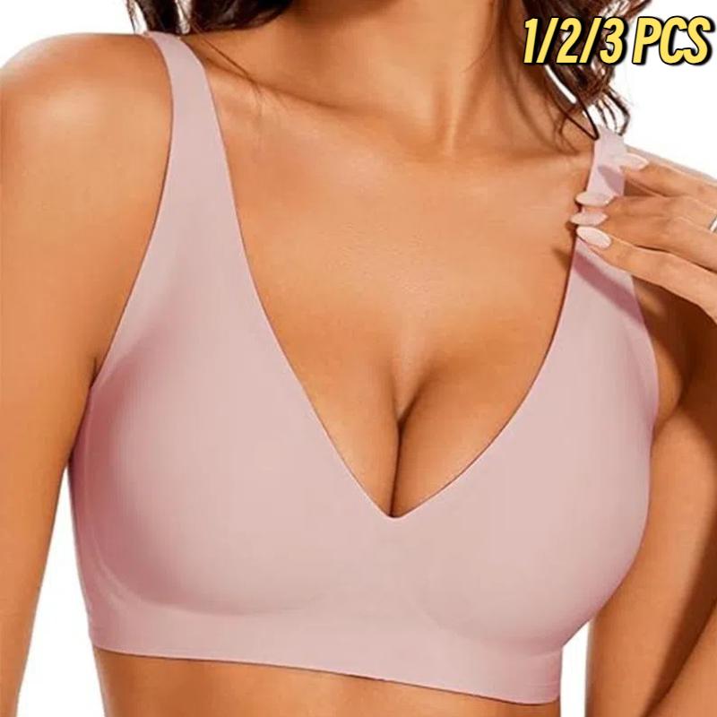 *1/2/3PCS Wireless Women's Comfortable Push Up Bralettes Seamless Tshirts Bras Deep V Everyday Bras for All Seasons Minimalist Lingerie