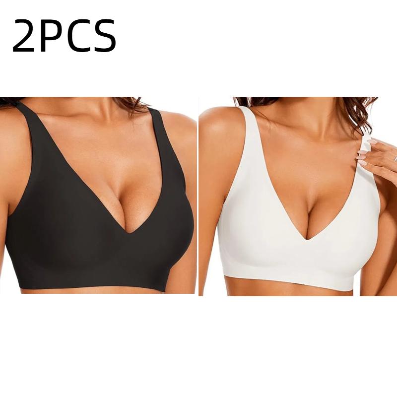 *1/2/3PCS Wireless Women's Comfortable Push Up Bralettes Seamless Tshirts Bras Deep V Everyday Bras for All Seasons Minimalist Lingerie