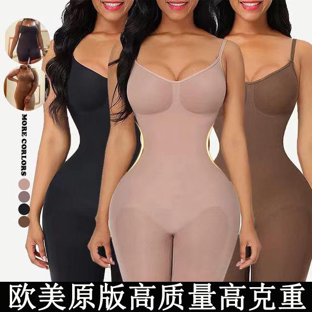 European and American Cross-Border One-Piece Shapewear Belly Control Butt Lifting Boxer Briefs Open-Crotch Postpartum Slimming Garment Chest Support Strap Corset