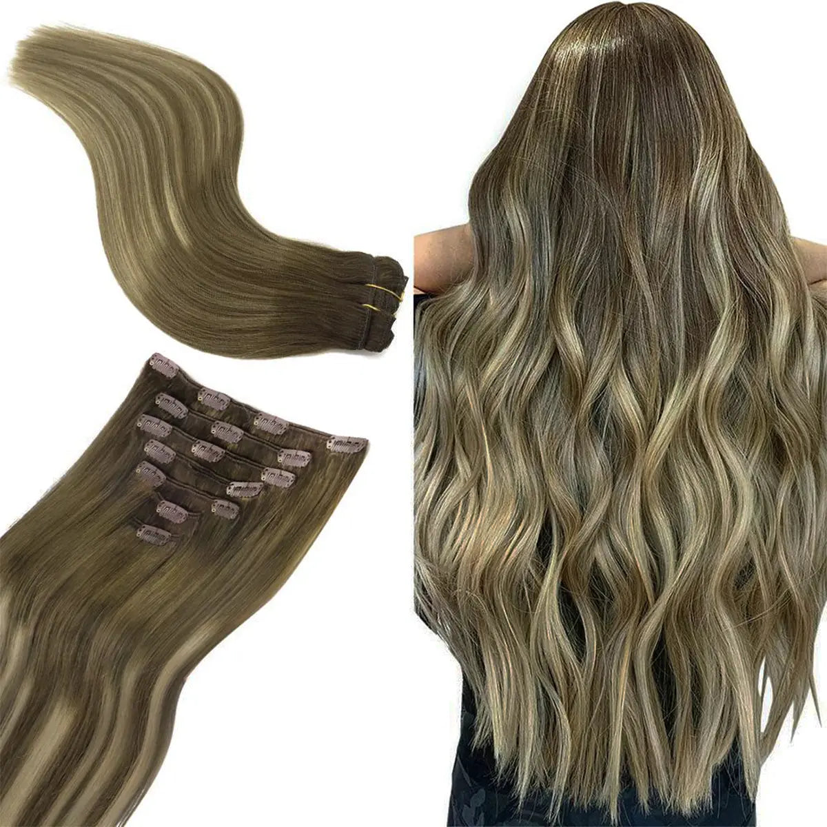 Hair Extensions Clip in Human Hair Natural Straight Remy Hair Easy To Style Soft Clip ins for Women