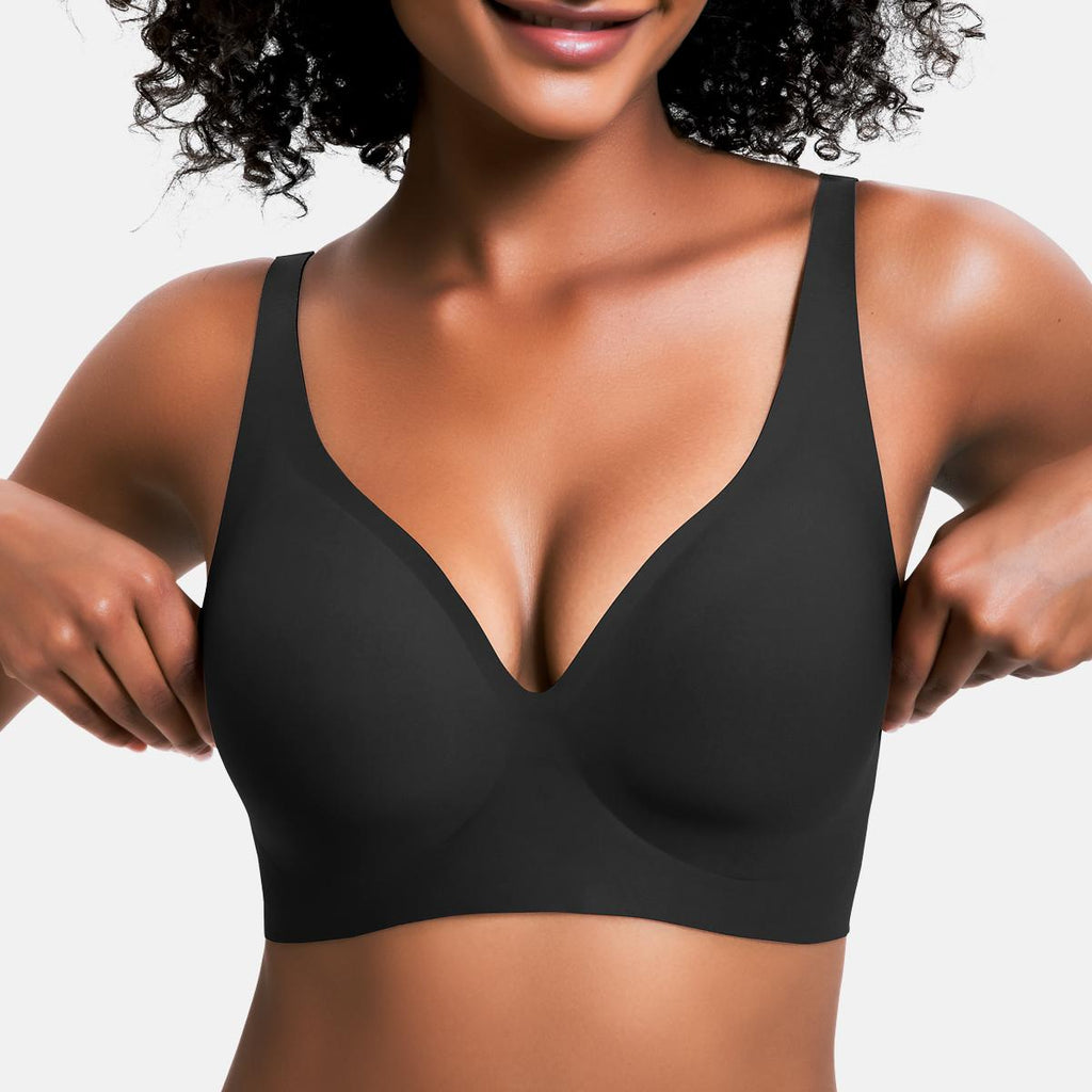 Jelly Wireless Womens Comfortable Wireless Bras Push Up Bralettes Seamless Tshirts Bras Deep V Everyday Bras 2025