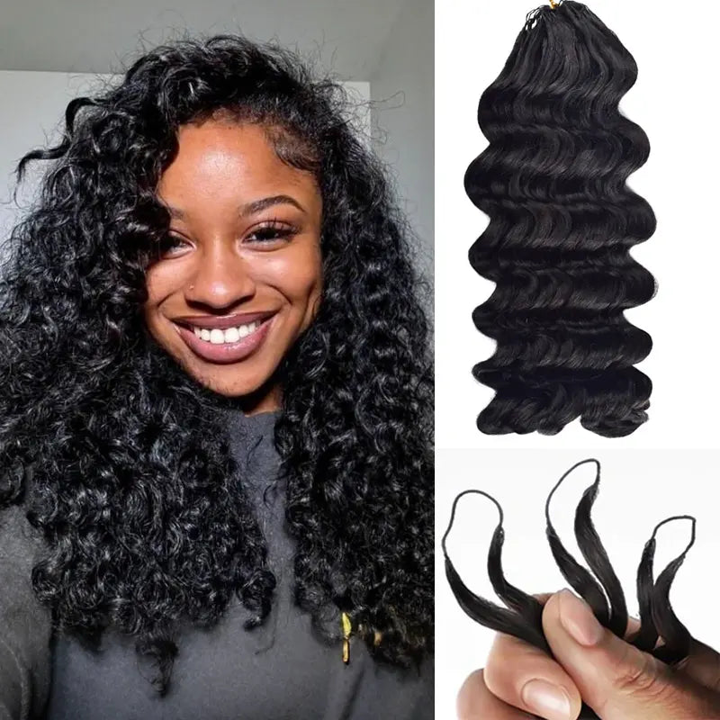 HAIR Crochet Hair Human Hair Extensions Miracle Knots Pre-Separated 50g/Pack (32-38 Strands Per Pack）– Knotless Boho Braids, 4-5 Packs for Full Head, Multiple Curly & Wave Textures Protective Hairstyles For Black Women#greenish#TikTokShopSpringGlowUp